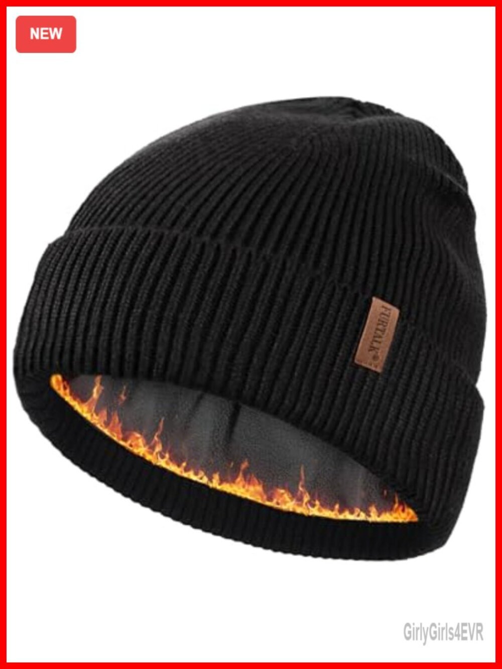 Fleece Lined Beanie Dual-Layer Warmth Stretchable Skull Cap Outdoor Winter